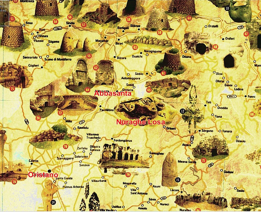 Where is Nuraghe Losa on map of Sardinia - The Nuraghe Losa is a nuraghe near Abbasanta, in Sardinia, Italy.