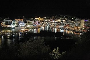 Agios-Nikolaos-crete-Lake-Voulismeniby night - Greece