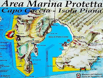 Map of Capo Caccia and Porto Conte bay