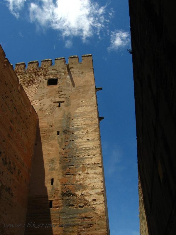 Watch Tower - Torre de la Vela and the Keep -Torre del Homenaje of Alhambra were built after the arrival of Mohammed ben Al-Hamar - Granada Spain 