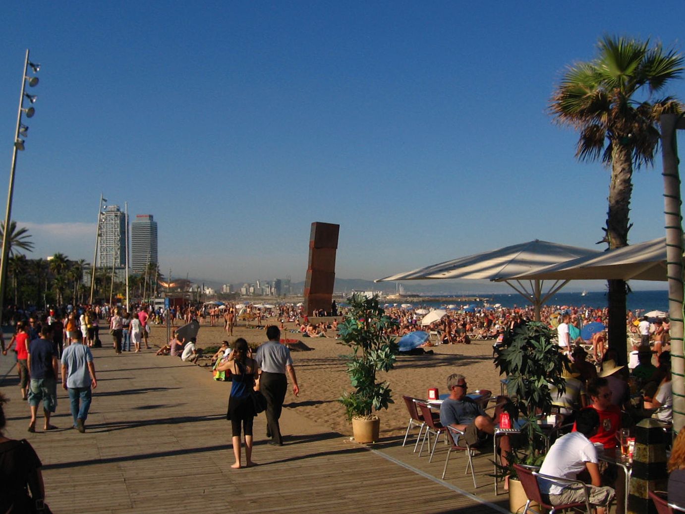 Lively town beach of Barcelona - Spain 