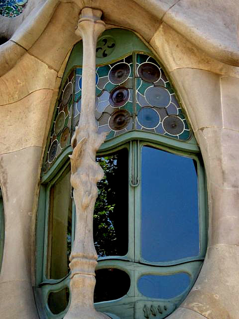 Unusual shapes of windows in Casa Batllo - Barcelona , Spain 