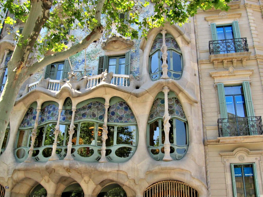 Gaudi modifyed the old building and designed fantastic Casa Batllo house, with countless details from the interior to the facade - Barcelona , Spain 