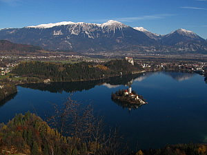 Lake Bled Slovenia with Island in the middle