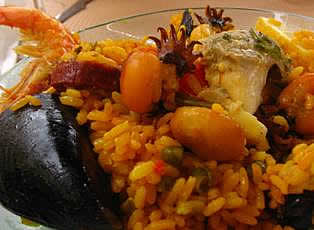 Paella rice and fish - in restaurants of Saint Maries de la Mer Camargue