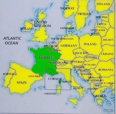 Where is Corsica located on map Europe
