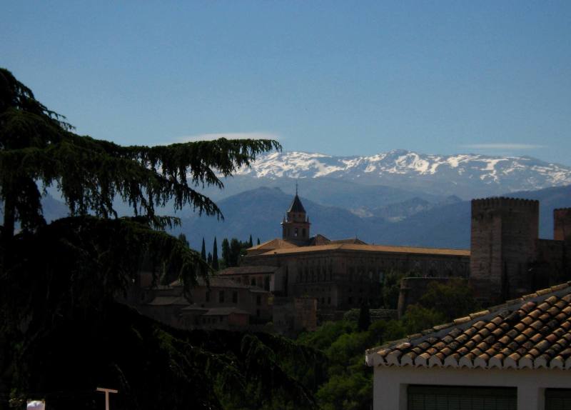 Snowy mountains of Sierra Nevada from Granada - Spain 