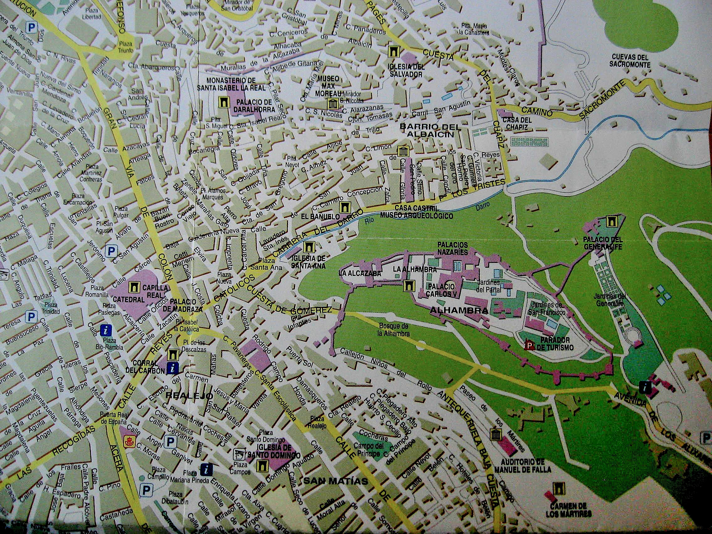 Streets map of Granada - Spain 