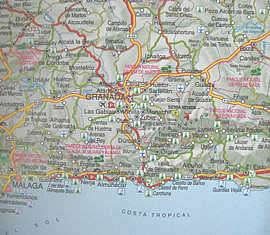 Road map of Granada