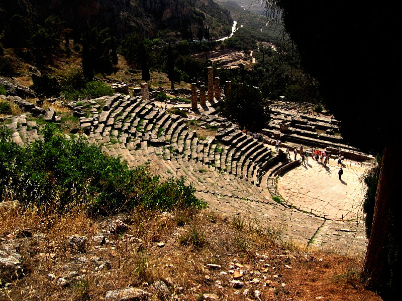 Delphi was the most important oracle in the classical Greek world, Delphi's theater and Its 35 rows can seat 5,000 spectators - Greece 