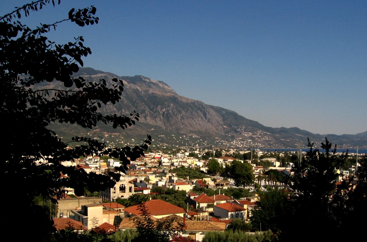 The town of Kalamata is situated at the apex of Messinian Bay, and at the foothill of the Mount Taygetos, between the Mani and Messini peninsulas - Kalamata Greece 