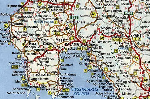 Where is Kalamata on map of Greece: Kalamata is located in southeren Peloponesse, about 240km south west of Athens,the area is renowned for its delicious foodstuffs, like olives and figs - Kalamata Greece 