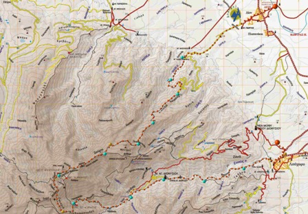 Map of Mount Olympus Greece - Run trace