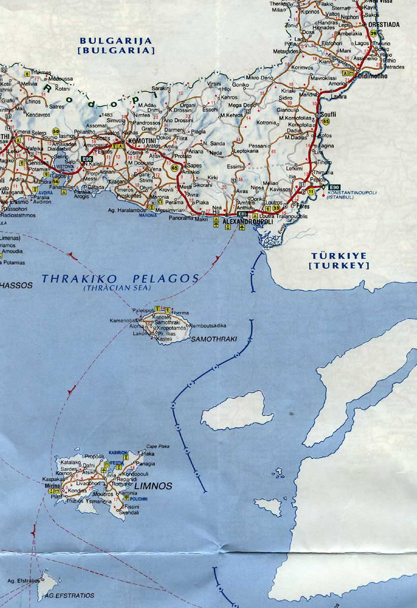 Road map to Greece - Samothraki, Limnos 