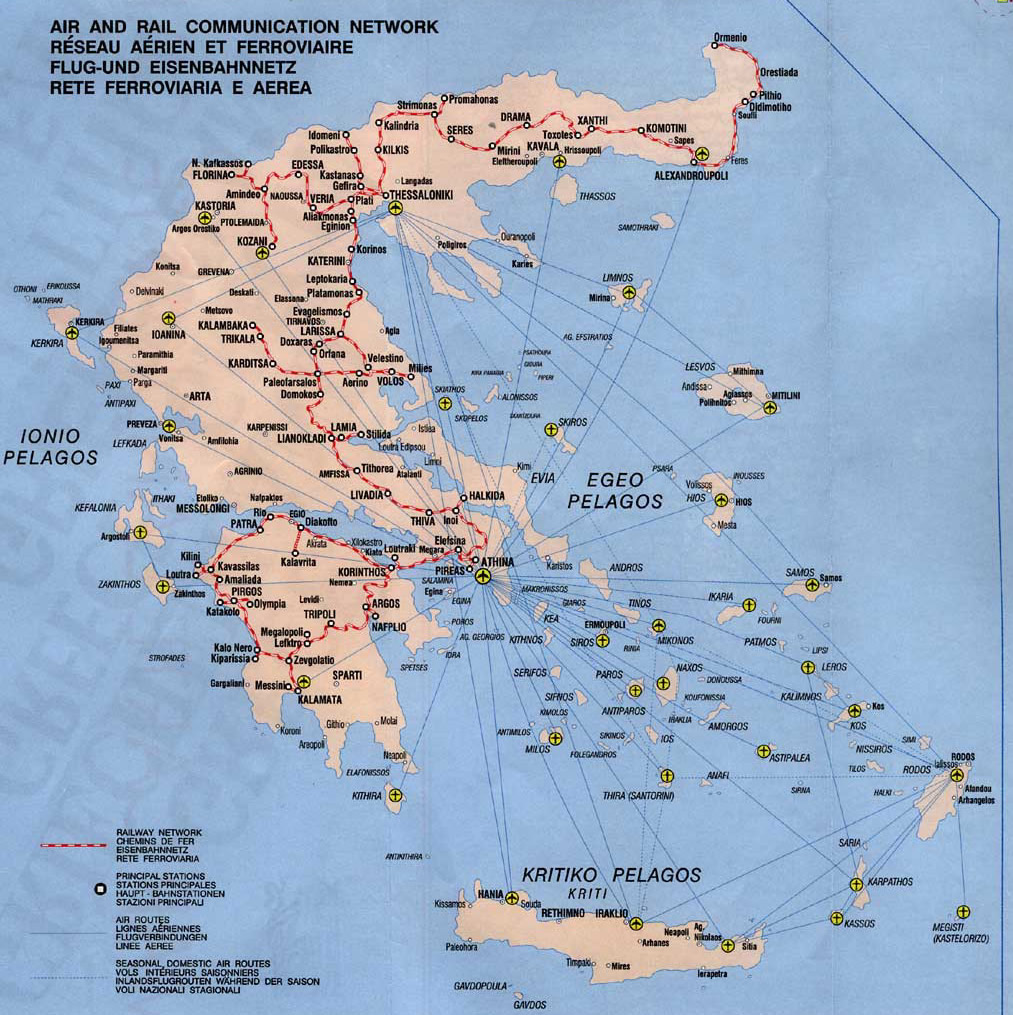 Map of Greek airports 