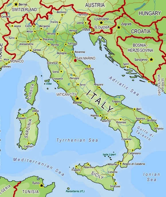 Where is Italy: Territory of Italy extends in a form of high booth with heel and nib deep in Mediterranean sea - Italy, Europe