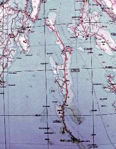 Map of Cres and Losinj