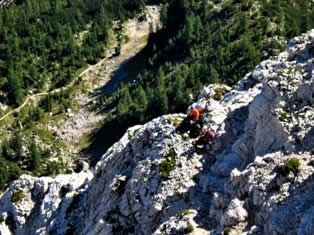 Rest after climb in ferrata of Mojstovka - Slovenia