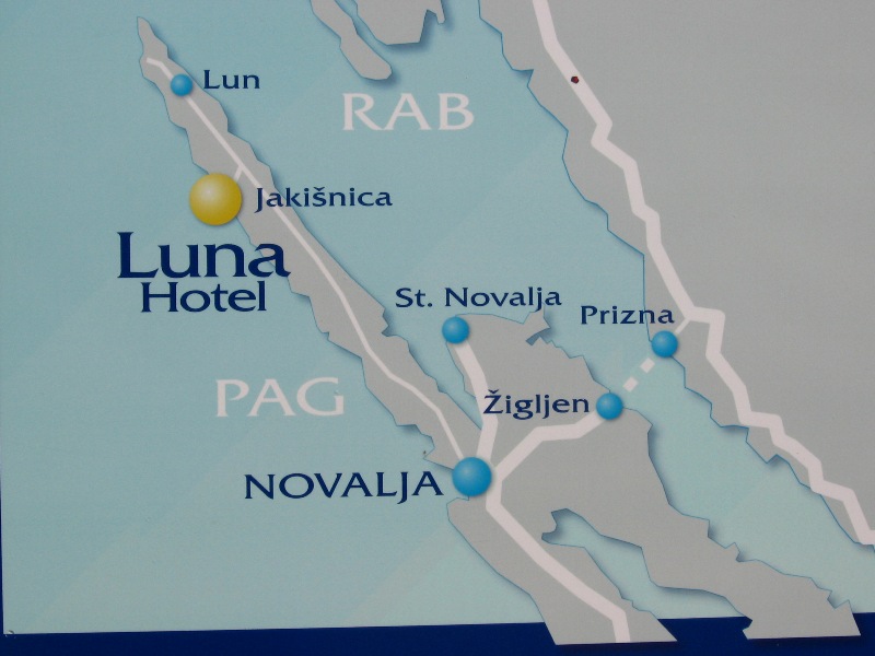 Jakisnica village in Pag island with a small hotel resort is located 12 km from Novalja towards Lun - Pag Croatia 