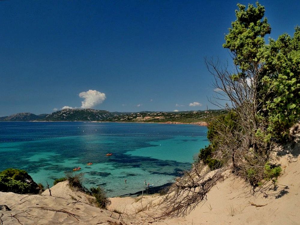 Turquoise water and soft hot sand of Palombaggia beach - Corsica