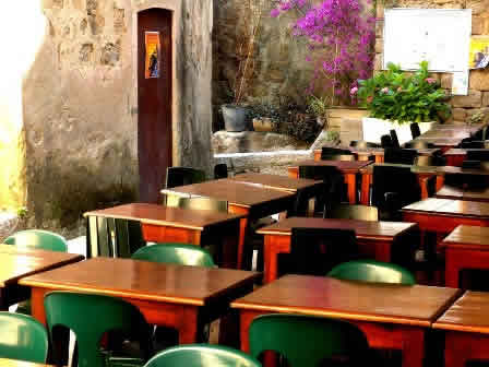 Sartene Corsica - old-town-streets-restaurant