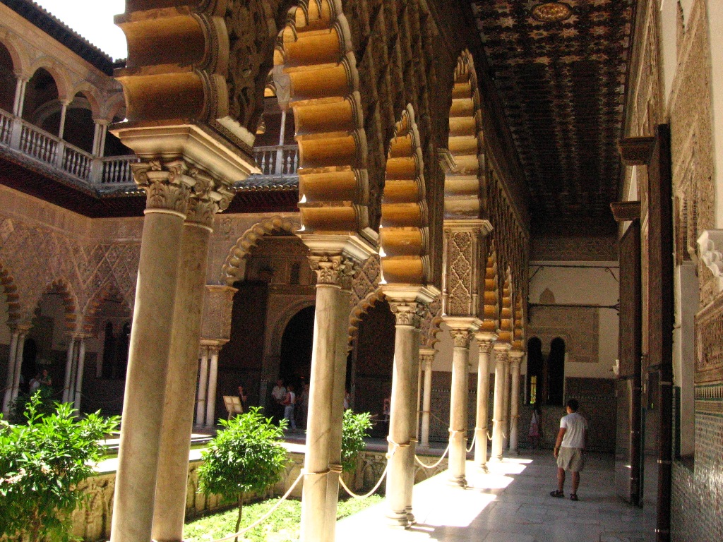 Alcazar of Seville - In the tradition of Moorish architecture, internal courtyards and gardens are a fundemental element of the palace design - Spain 