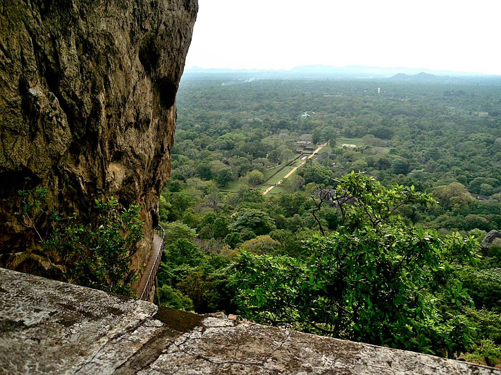 View from Sigiriya balcony to the landscape bellow the Lion's rock - Sri Lanka 