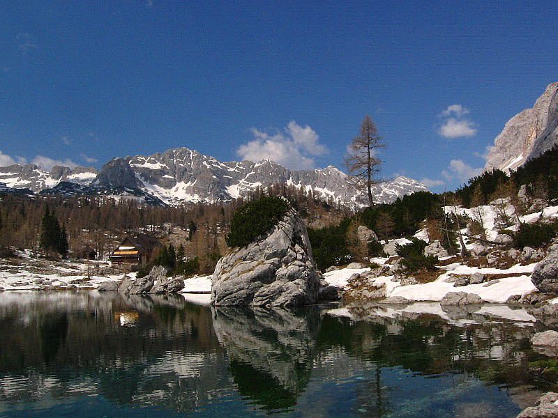 Double Lake in the valley of Seven Lakes in winter time - Triglav National Park, Slovenia