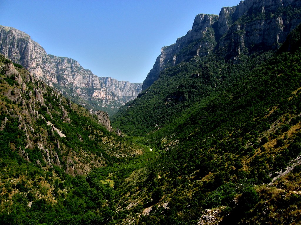 Probably the best time for hike to the Vikos gorge is late spring or autumn. The gorge is very green as trees and bushes have leaves and there is still a good flow of water in Voidomatis river - Greece 