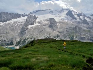 Hiking around mountains of Mt. Marmolada - Dolomites