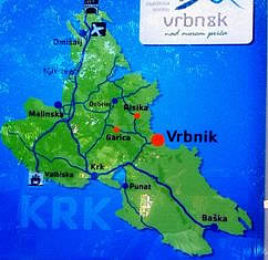 Road map of Krk Island, Croatia