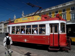 Charming old trams in Lisbon Portugal
