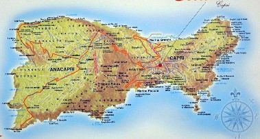 Trip map of Capri Island - Italy